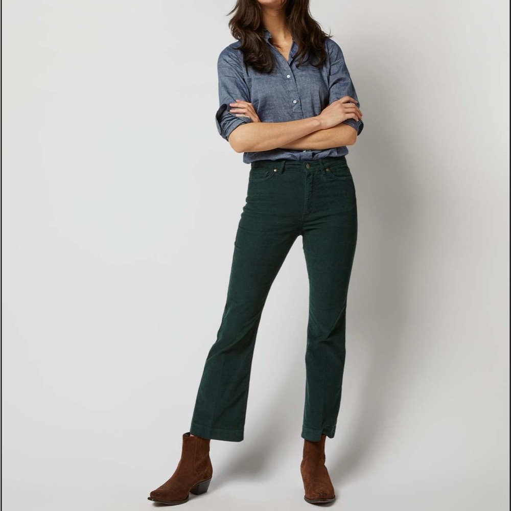 ANN MASHBURN Forest Green Cropped Jeans